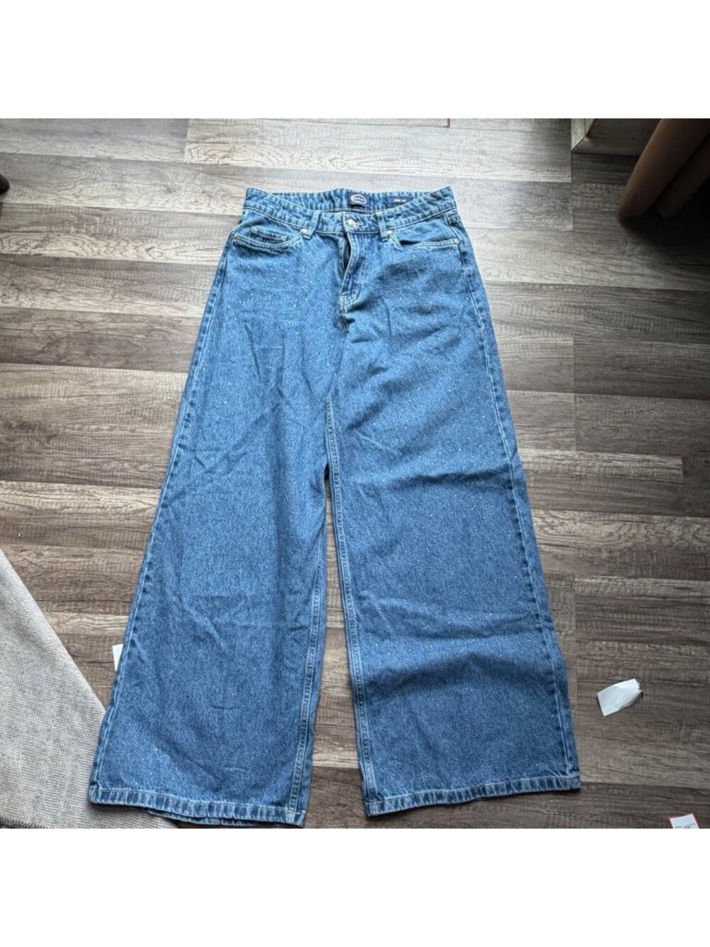 Scoop Womens Wide Leg Denim Jeans Size 6 Blue With Subtle Speckled Design